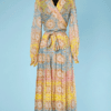 Robe longue 1970 en mousseline imprimée Guy Laroche couture