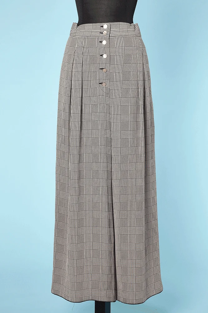 Pantalon vintage Chanel pied de poule noir et blanc