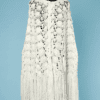 Cape en laine blanche 1970 au crochet