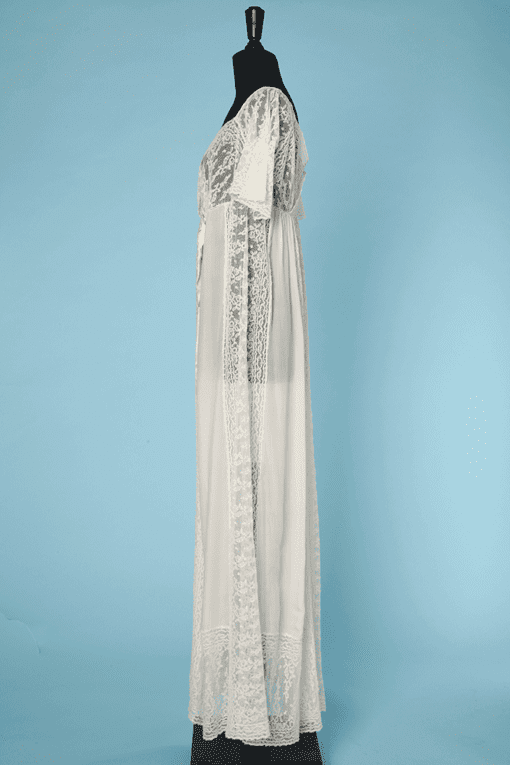Chemise De Nuit Ancienne Fille Années 1920 – Dentelle Et Crochet – Blanche