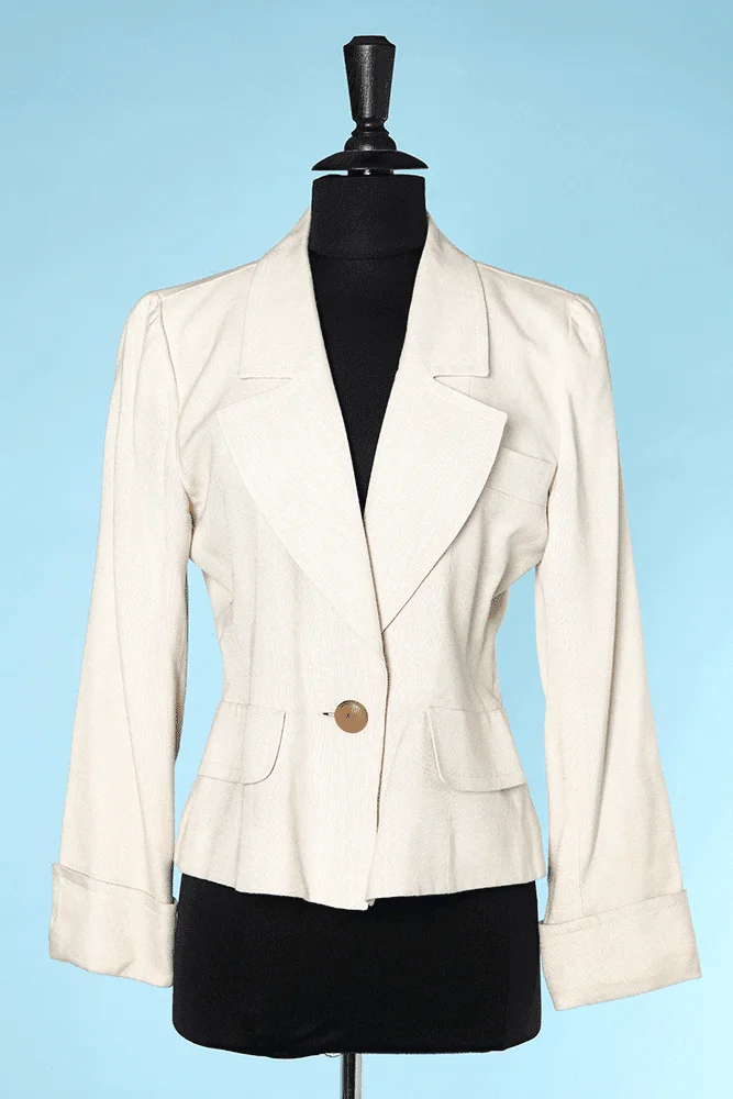 Veste 1980 - 1990 en viscose et rayonne ivoire Yves Saint Laurent