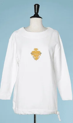 Sweat-shirt Hermès en coton blanc brodé d'un double dauuphin sur ancre