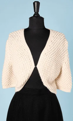 Gilet en laine tricoté main à motifs de boules
