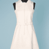 Robe blanche en jersey de laine 1970 griffée Courrèges