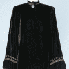 Veste large en velours noir 1940 brodée de perles et strass