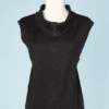 Pull noir sans manches col boule boutonné