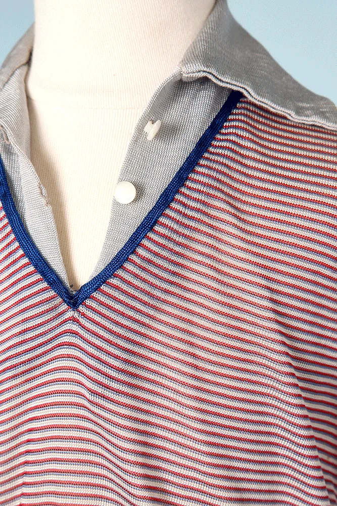 Robe en jersey de soie 1920 de fillette grise et rouge – Image 2
