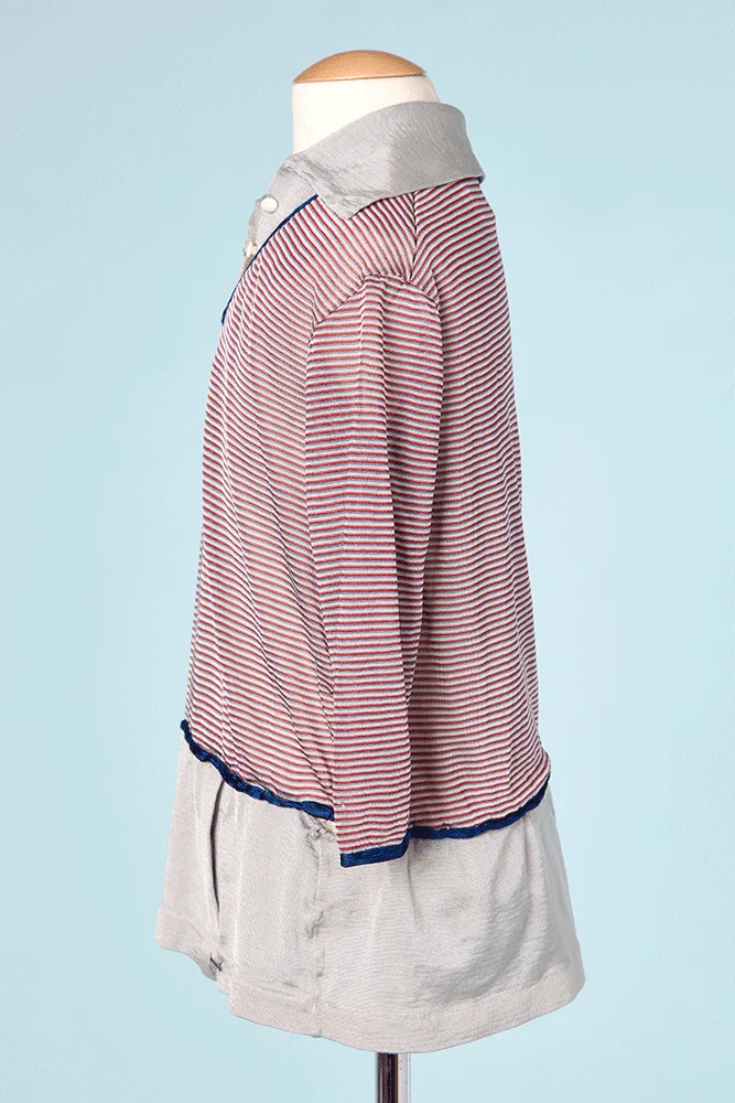 Robe en jersey de soie 1920 de fillette grise et rouge – Image 3