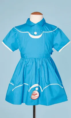 Robe de bébé 1950 bleue et blanche