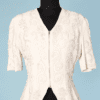 Veste 1940 en crêpe blanc brodé de paillettes blanches
