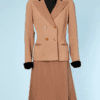 Tailleur en lainage bicolre 1940 et parements en velours noir