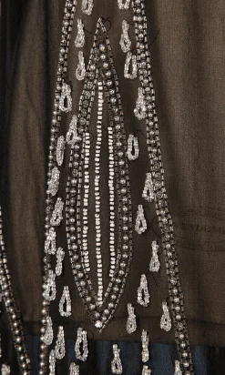 Alternative view of Robe 1925 en mousseline noire brodée de perles de verre transparentes