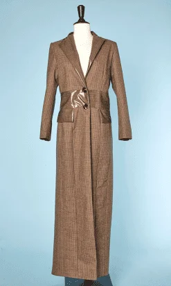 Long Manteau prince de galle mat et brillant loris Azzaro 1970