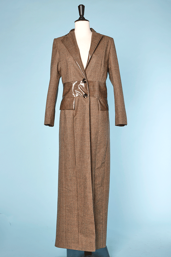 Long Manteau prince de galle mat et brillant loris Azzaro 1970