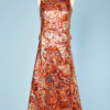 Robe longue jacquard multicolore et lamé argent