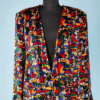 Veste en velours de soie multicolore griffée Lanvin