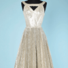 Robe 1960 lamé argent plissé soleil