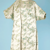 Tailleur en satin de soie blanc jacquard de feuillages brodé de paillettes 1960