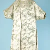 Tailleur en satin de soie blanc jacquard de feuillages brodé de paillettes 1960