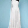 Robe longue 1960 en jersey blanc avec drapé à la grecque