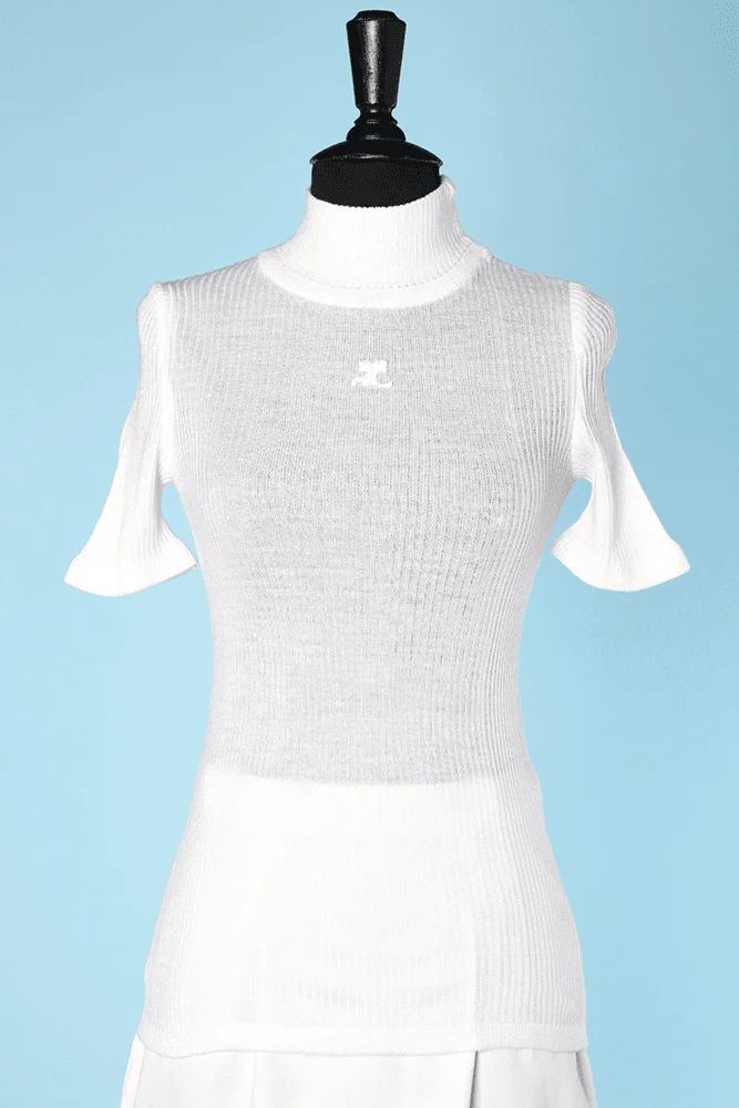Pull en maille chaussette blanc Courrèges
