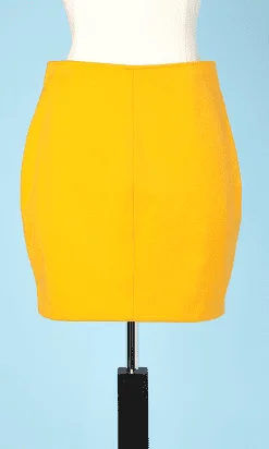 Jupe 1980 - 1990 en coton jaune griffée Mugler