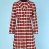 Tailleur robe et manteau 1960 en coton écossais