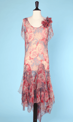 Robe 1925 en mousseline de soie imprimé de fleurs