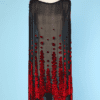 Robe 1920 en mousseline de soie noire et velours dévoré rouge