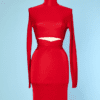 Robe vintage en jersey stretch rouge Hervé Léger