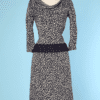 Robe 1940 en soie blanche imprimé mouettes