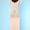 Chemise de nuit en soie rose 1930 incrustée de dentelle