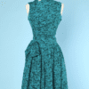 Robe de cocktail 1950 en reps imprimé de gerbes de blé