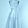 Robe de cocktail 1950 en faille et dentelle bleu ciel