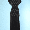 Robe longue 1940 en crêpe noir brodée de perles argent