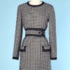 Robe 1960 en lainage pied de poule Jean Patou