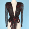 Chemisier 1990 - 2000 en tulle noir et paillettes rouges Christian Dior