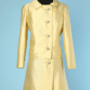Tailleur robe et veste 1960 en soie sauvage jaune