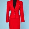 Tailleur jupe 1980 - 1990 en lainage rouge Yves Saint Laurent