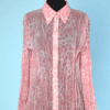 Chemisier vintage en voile blanc imprimé rose Escada