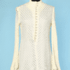Mini robe 1970 en laine tricoté blanche