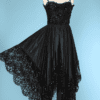 Robe en faille de soie et dentelle pailletée noire Yves Saint Laurent