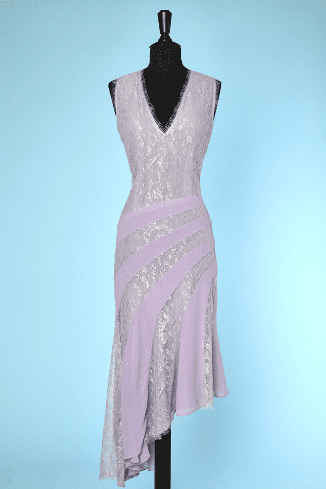 Robe vintage en mousseline et dentelle mauve Givenchy