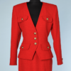 Tailleur jupe 1980 - 1990 en lainage rouge Yves Saint Laurent