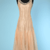 Robe longue 1930 en tulle ivoire brodé et fond en satin