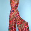 Combinaison pantalon 1970 en coton imprimé psychédélique