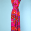 Robe longue 1970 Hawaïenne en coton imprimé psychédélique