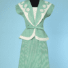 Tailleur d'été 1950 en coton vichy vert et blanc