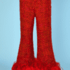 Pantalon 1970 en lainage tissé et plumes d'autruche