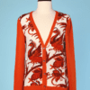Gilet vintage en cachemire orange et soie imprimé Gucci